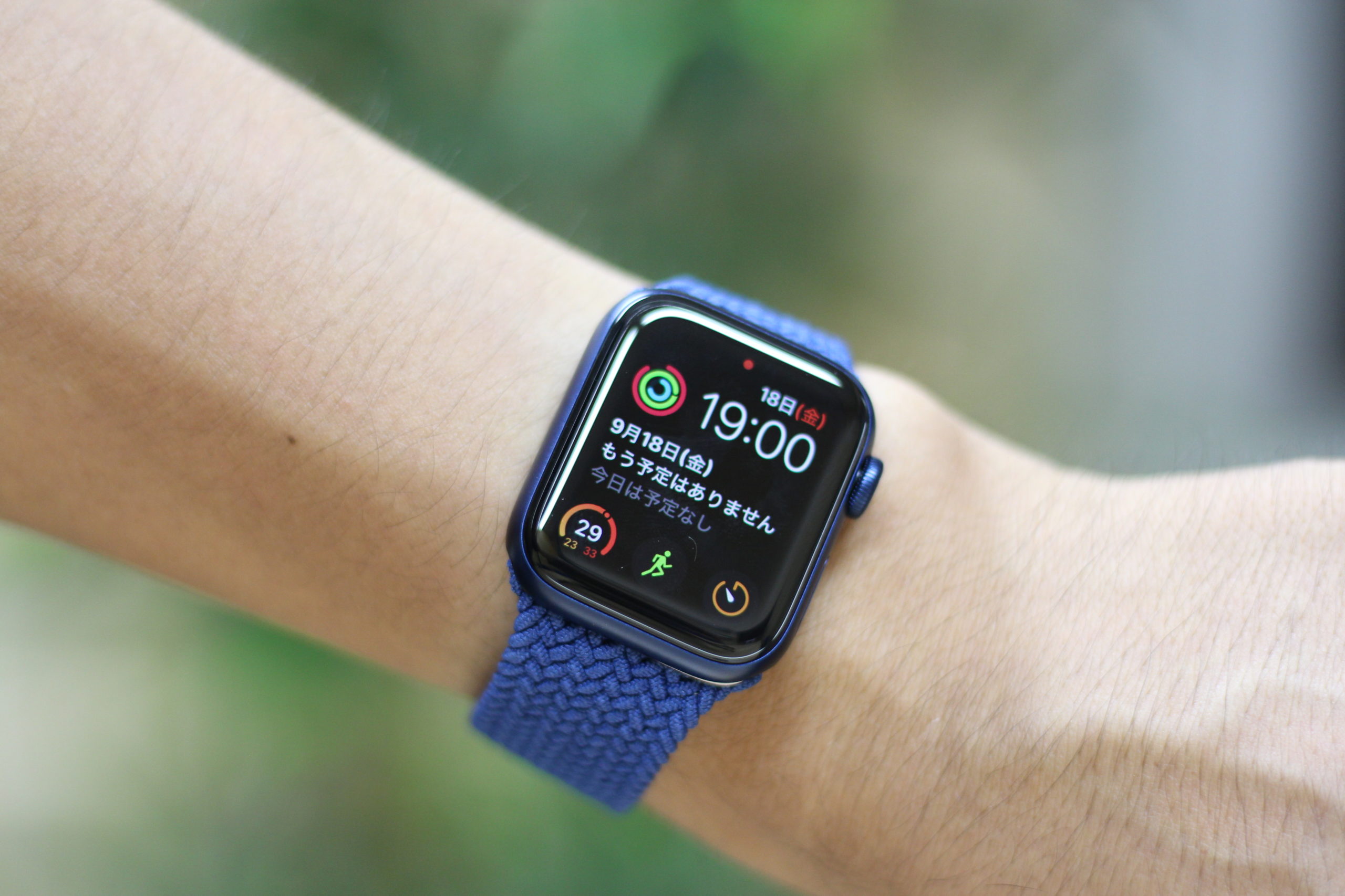 最低価格販売 Apple Watch 公式 アビスブルーブレイデッドソロループ 