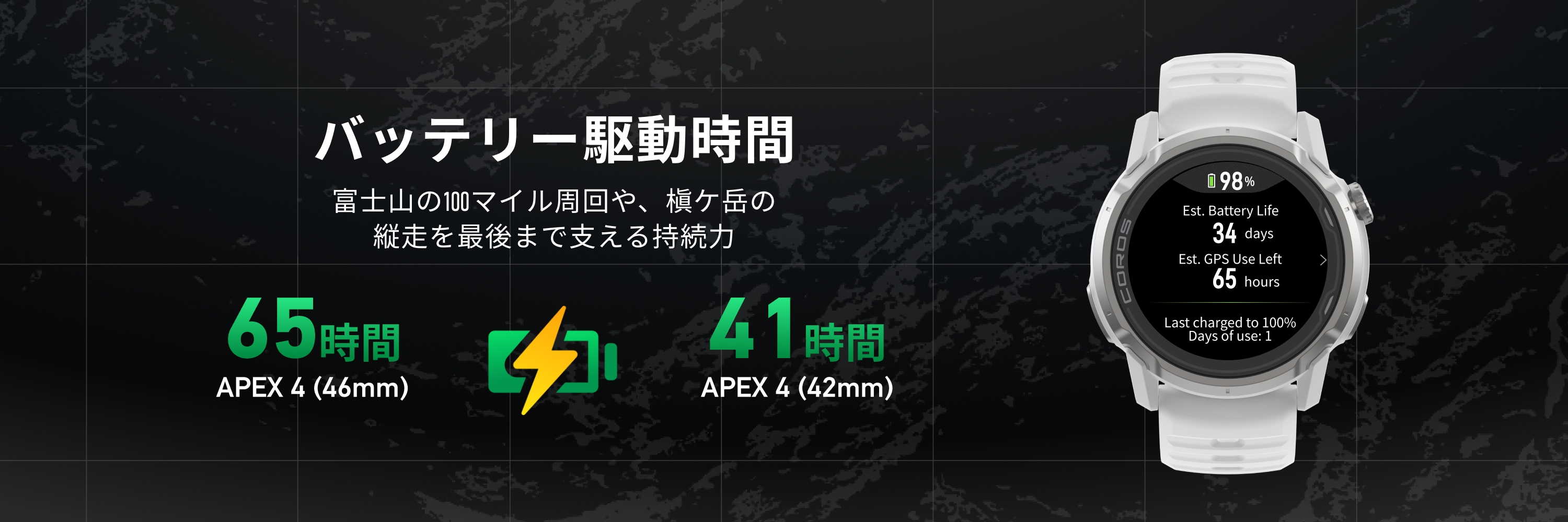 COROS APEX 4 バッテリー
