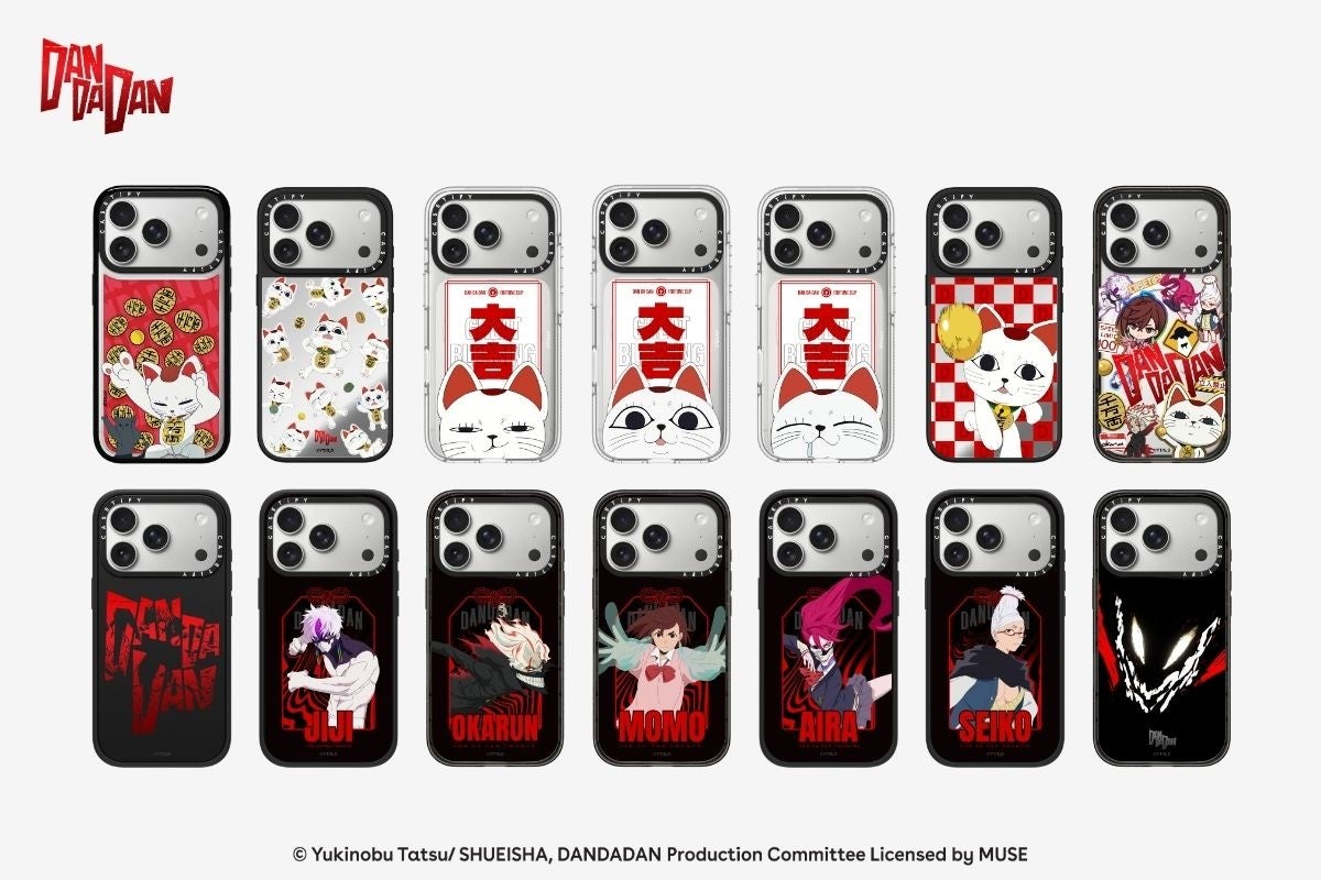 DAN DA DAN スマホケース。モモ、オカルン、星子、アイラ、ジジら主要キャラクターのMagSafe対応プリントデザイン
