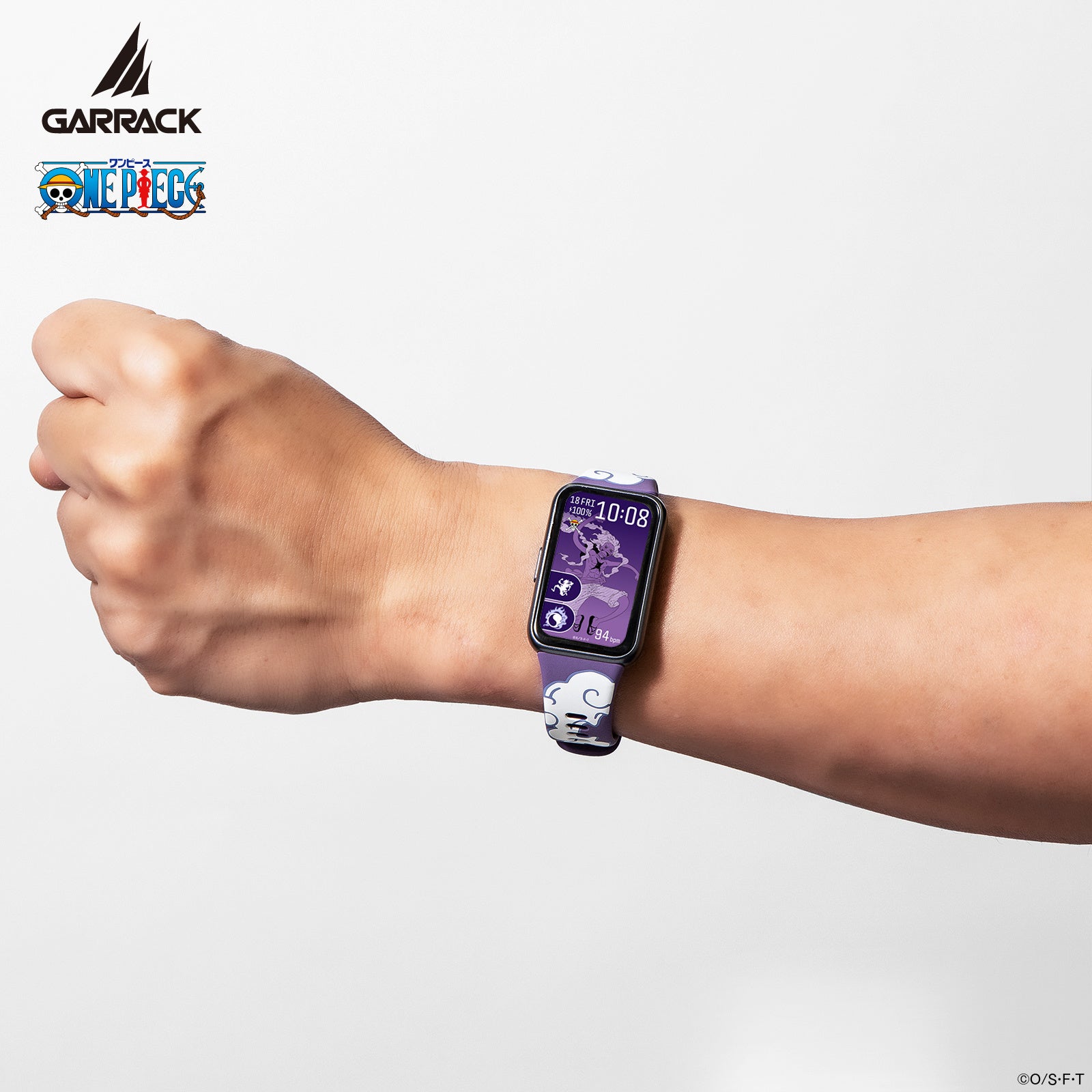 GARRACK ONE PIECE四皇スマートウォッチの軽量設計と男女兼用デザインの装着イメージ