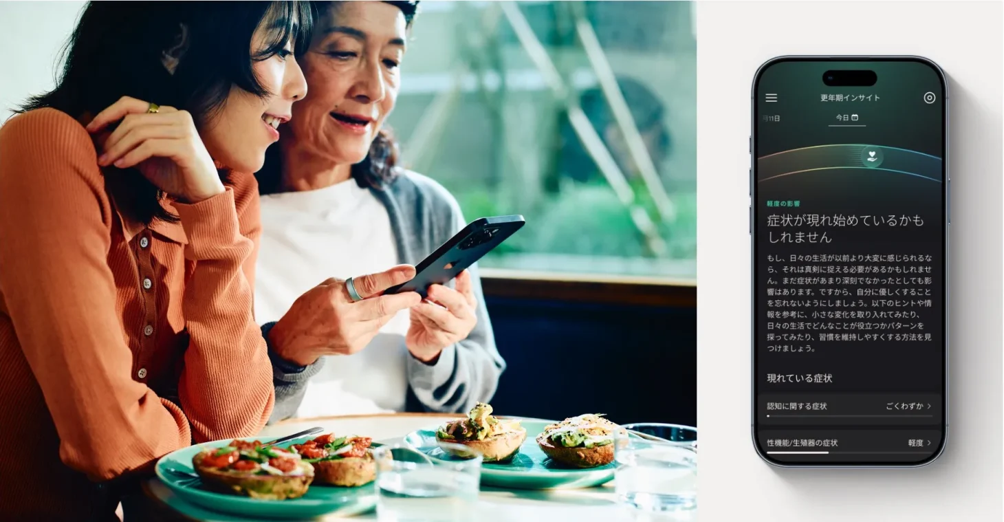 Oura Ring 4の新機能「更年期インサイト」と「ホルモン避妊サポート」のイメージ