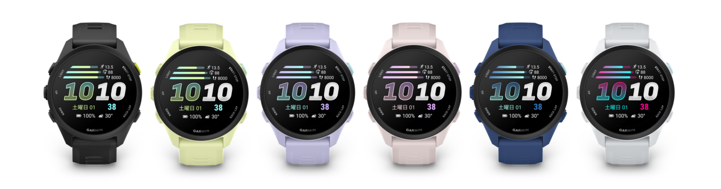 Garmin Forerunner 70(左)とForerunner 170 Musicのカラーバリエーション一覧