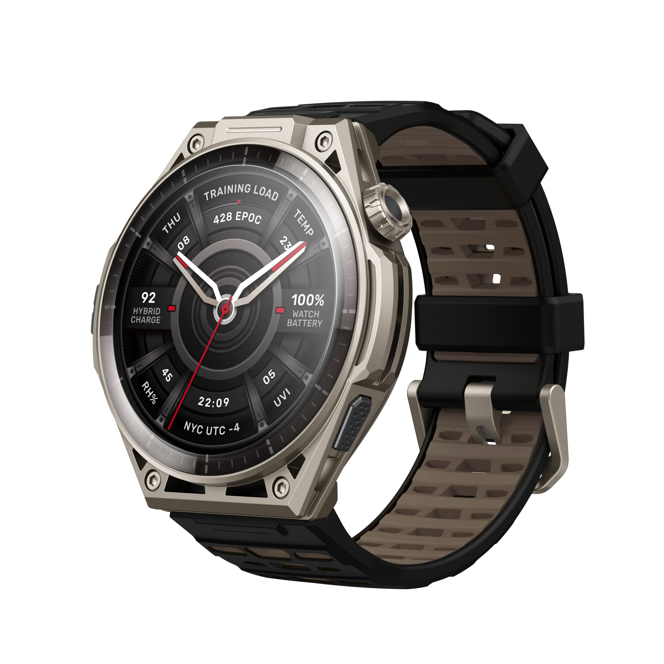 Amazfit Balance Ultra 本体。Grade 5チタン採用のフラグシップモデル、最大30日駆動