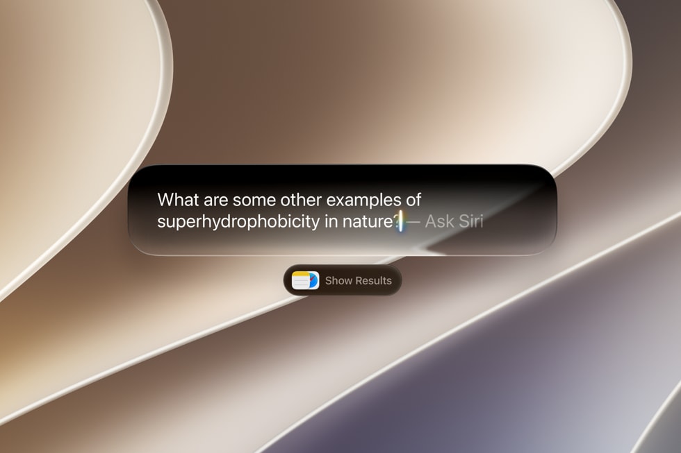 MacのSpotlightに組み込まれたSiri AIが質問に回答している画面