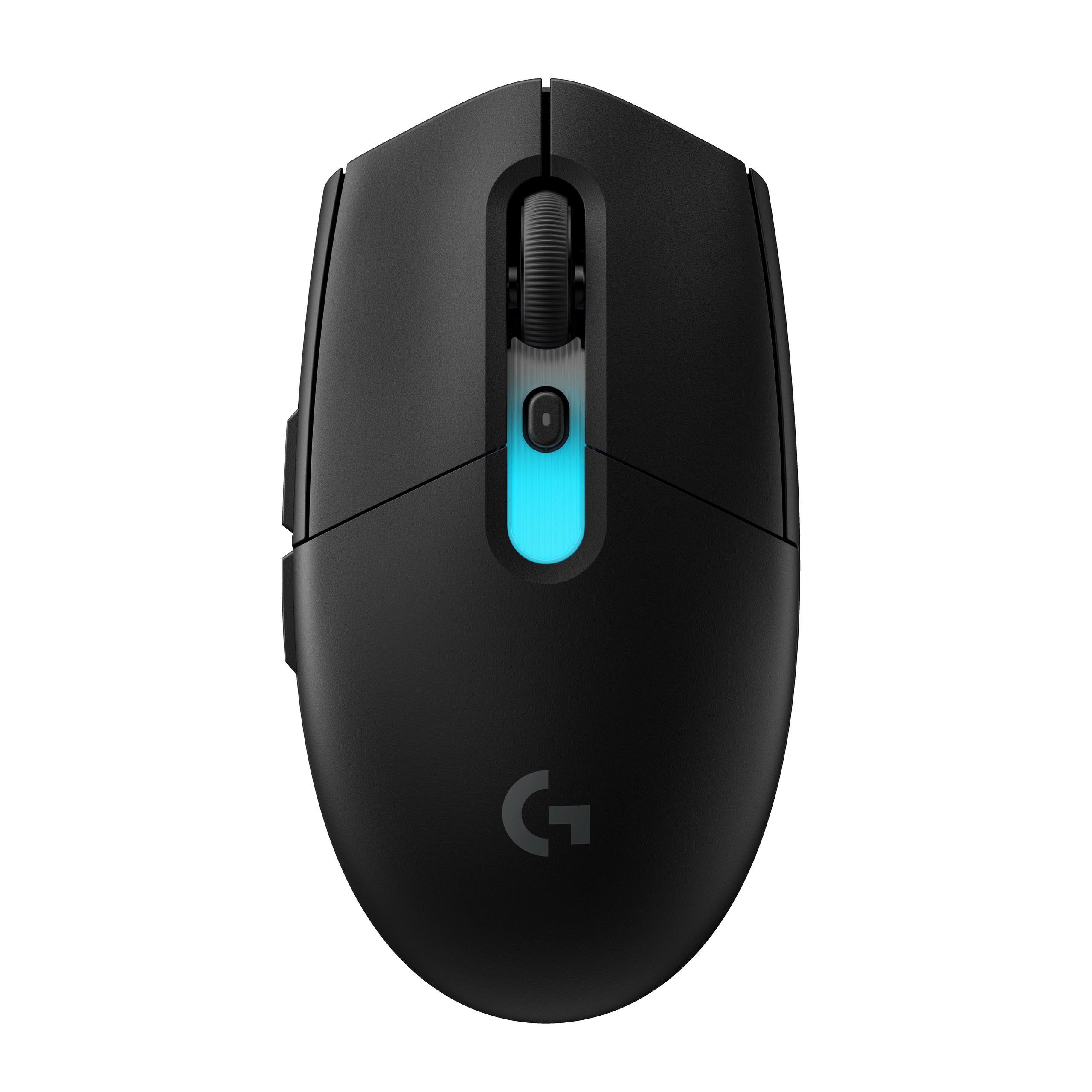 G304 X SUPERLIGHT ブラックを上から見たデザイン。中央にLIGHTSYNC RGBを搭載