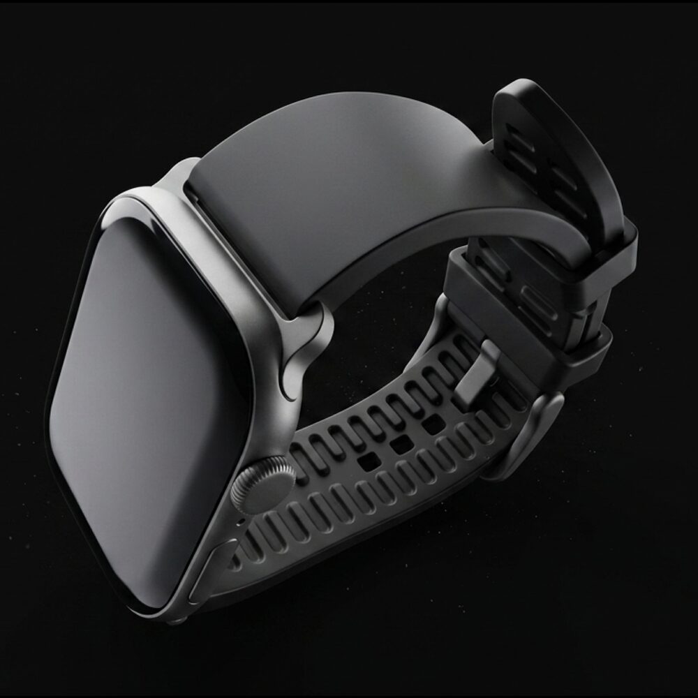 MinZ FKM mono TITANIUM をApple Watchに装着した側面ビュー