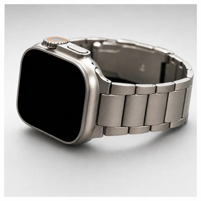 SINNIS Apple Watch対応DLCチタンバンド TITAN FORT GRAND チタニウムカラー Apple Watch Ultra チタンケースに装着