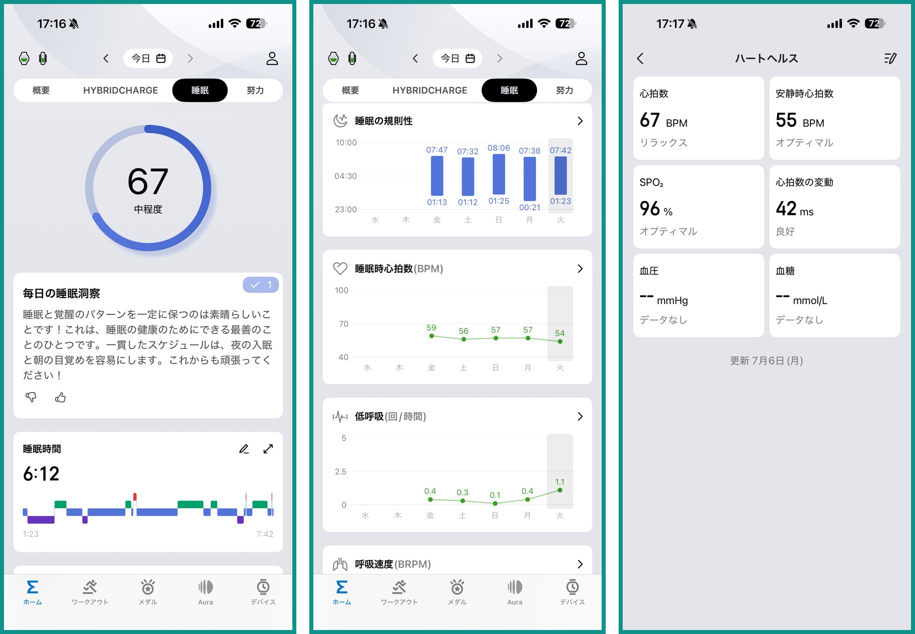 Amazfit Balance 3 の健康計測(睡眠ステージ・睡眠の規則性・ハートヘルス)