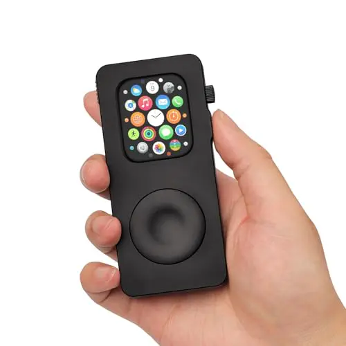 Apple Watch Series 11/10 46mmを手持ちのレトロなiPod風デバイスに変身させる黒いアルミニウム合金ケース