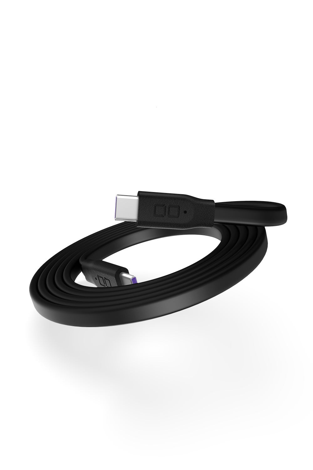 CIOのFlex Spiral Cable CtoC 1m。フラット形状のUSB-Cケーブルを伸ばした状態