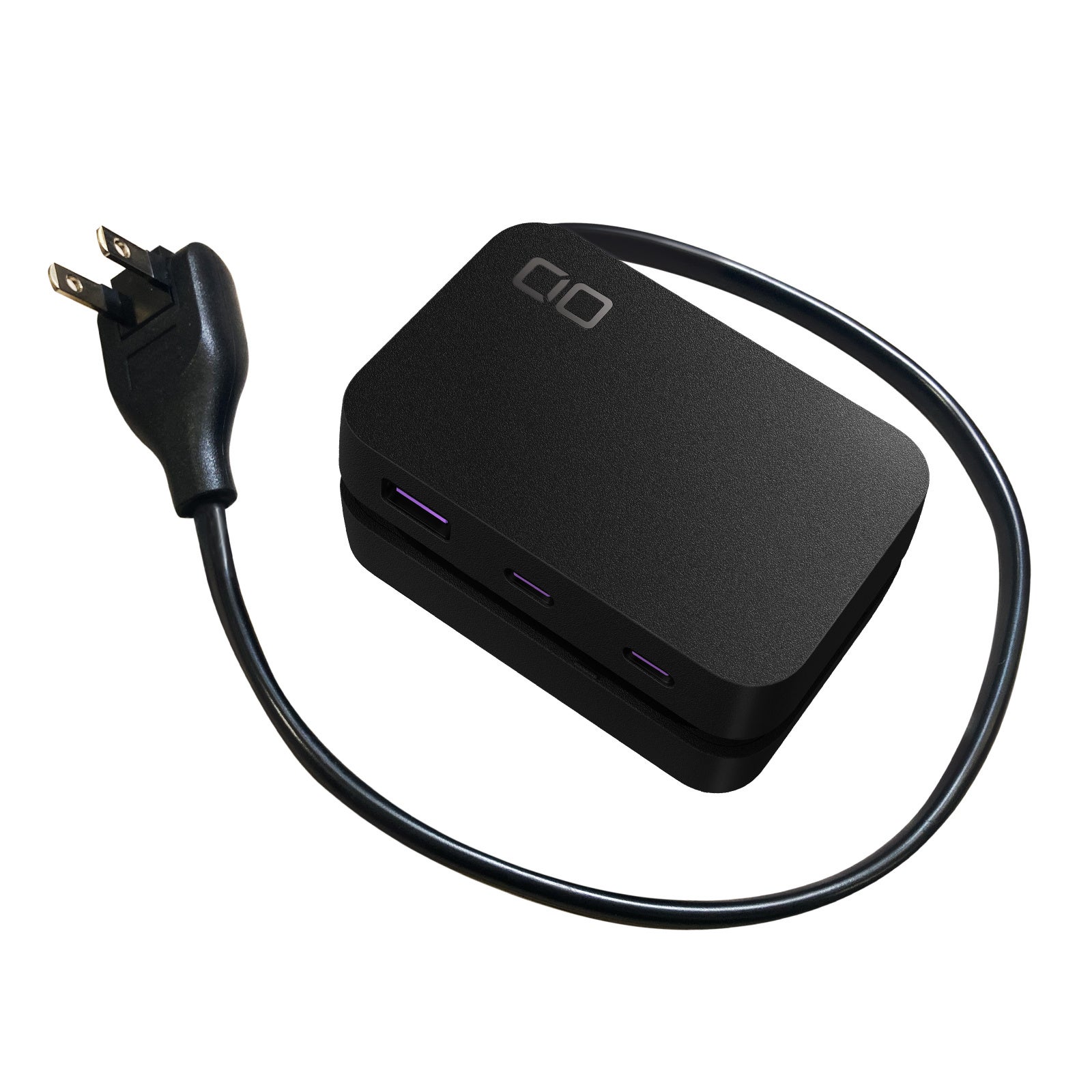 CIOの電源タップPolaris CUBE Built in CABLE。缶コーヒーほどの立方体ボディにスイングプラグと収納式ケーブルを備える