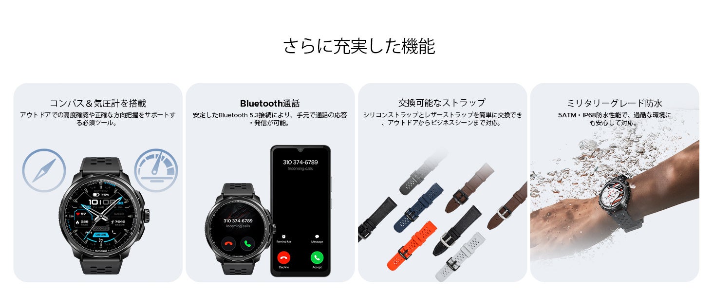 Bluetooth 5.3デュアルモードに対応し手元から通話できるDOOGEE ANYMOVING M1の通話機能紹介画像