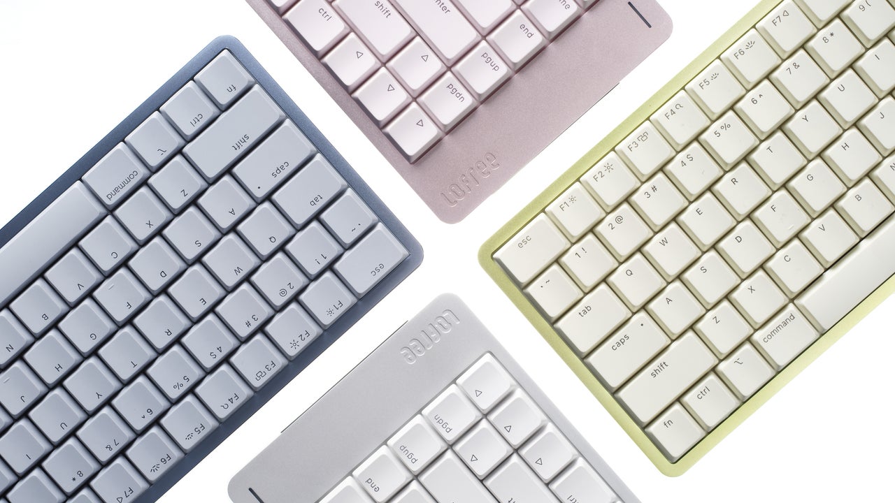 Mac向けメカニカルキーボード「Lofree Flow2 for Mac」の3色(インディゴ・ブラッシュ・シトラス)