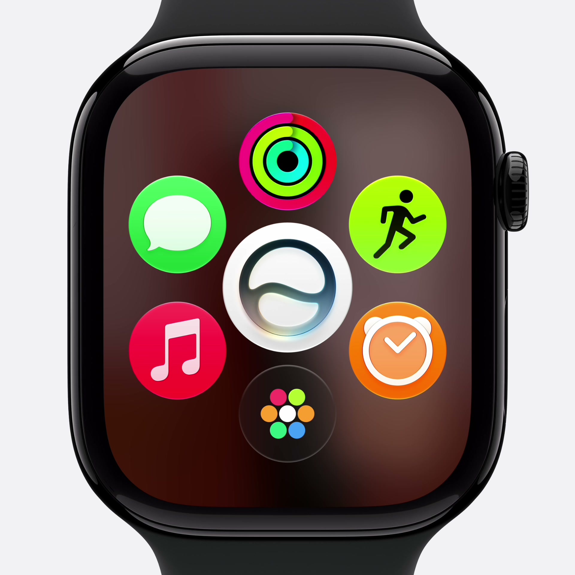 watchOS 27の新しいダイナミックアプリグリッドのイメージ。次期watchOSのホーム画面
