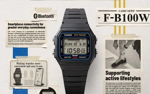 カシオ、F-91Wの顔のまま歩数計とBluetoothを載せた「F-B100W」を発売｜厚さ8.8mm・26gで8,800円