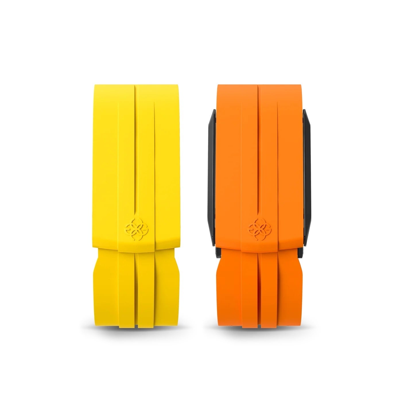付属する2本のストラップ。左が黄色のModena Yellow、右がオレンジのSunset Orange。