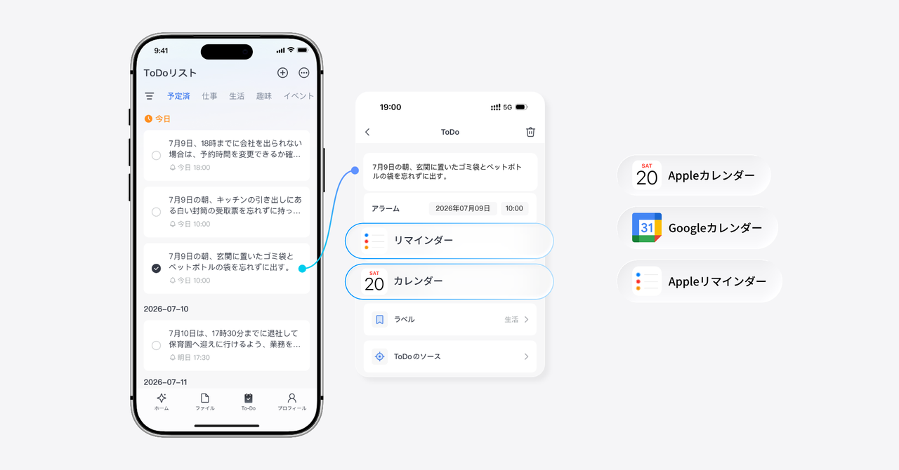 会話の中の依頼や期限をToDoとして整理するSwitchBot AIマインドクリップのアプリ画面