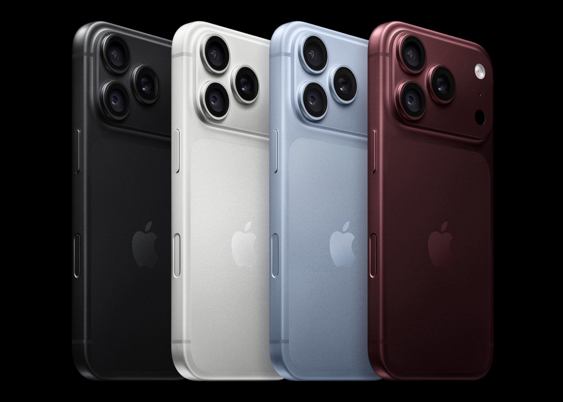 iPhone 18 Proの4色 ブラック、シルバー、グレイシャー、バーガンディ