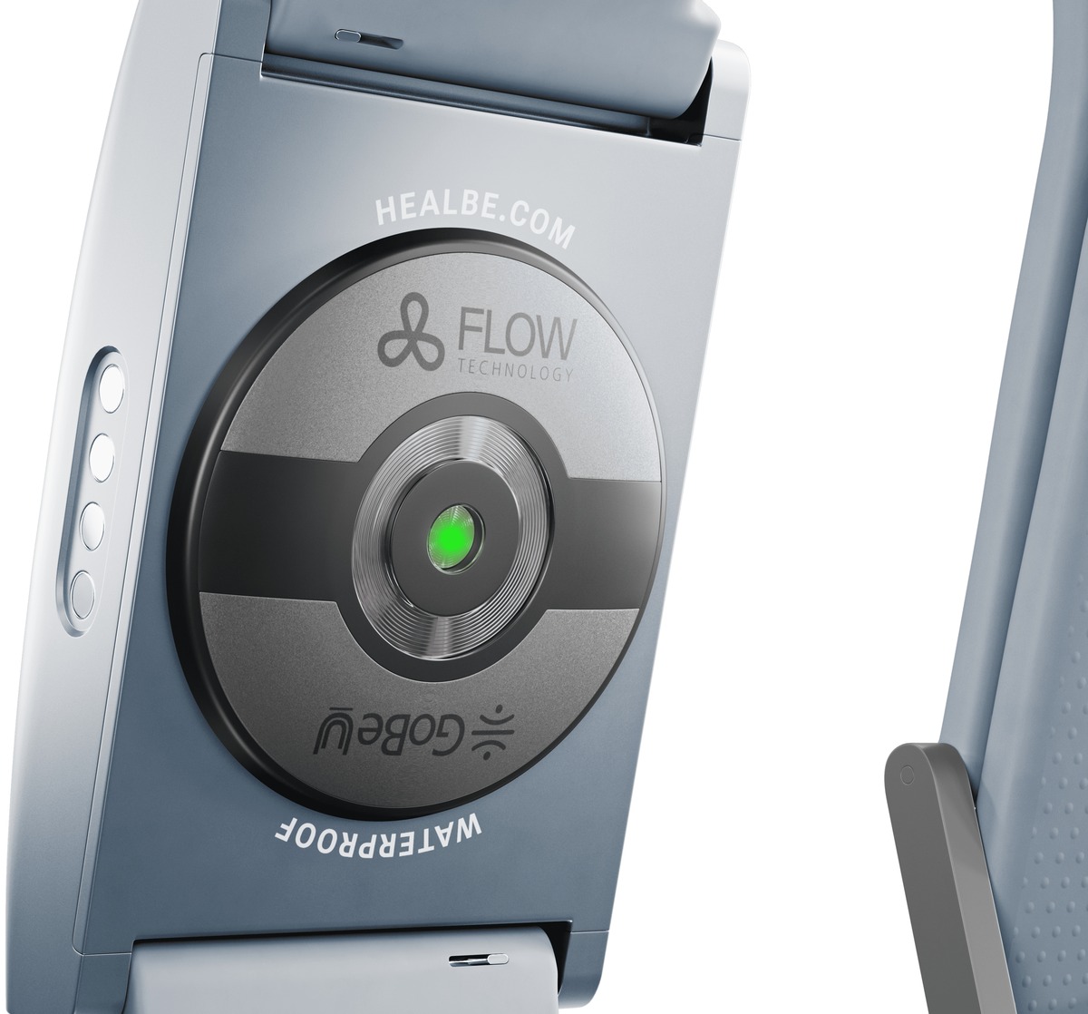 HEALBE GoBe U 裏側のFLOWテクノロジーのセンサー部
