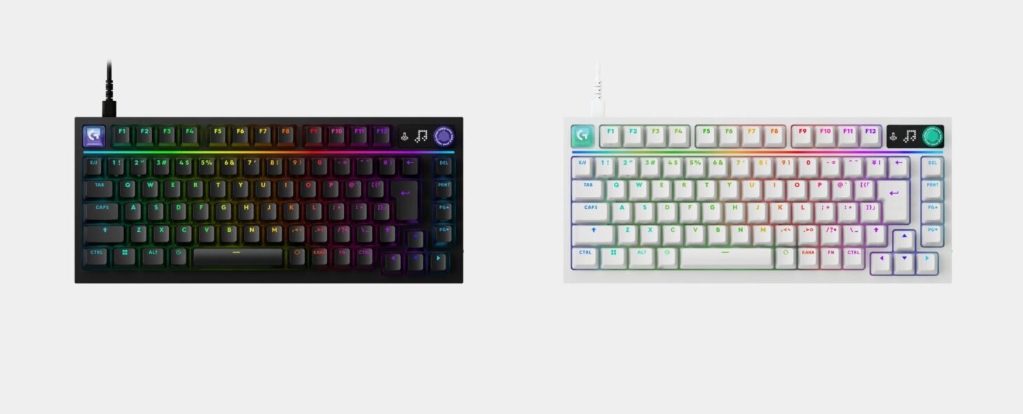 ロジクールGの75%ゲーミングキーボード「G316 X 75」のブラックとホワイトを並べた製品画像