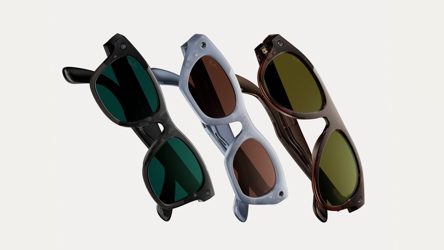 Ray-Ban Meta(Gen 3)のWayfarer・Zena・Aviatorの3モデルを並べた製品写真