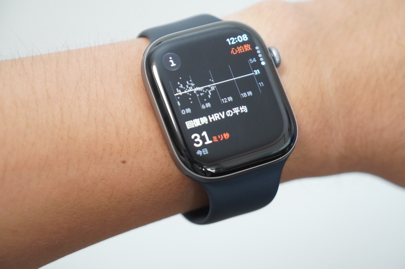 Apple Watch Series 12の心拍数アプリ。回復時HRVの平均は31ミリ秒