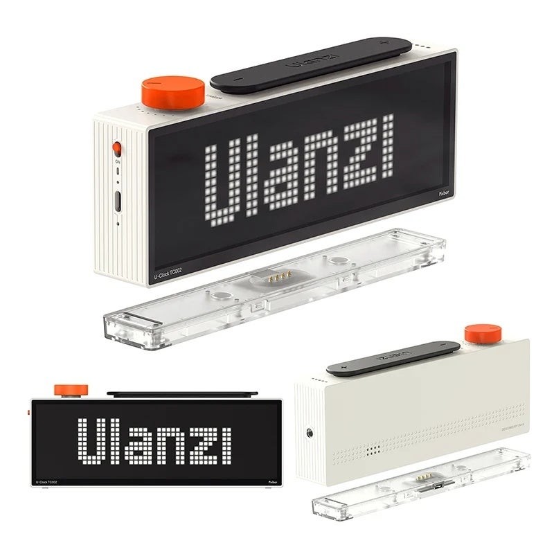 Ulanzi TC002 スマートピクセルクロックII。16×52ピクセルのドット表示で時刻を表示する卓上クロック