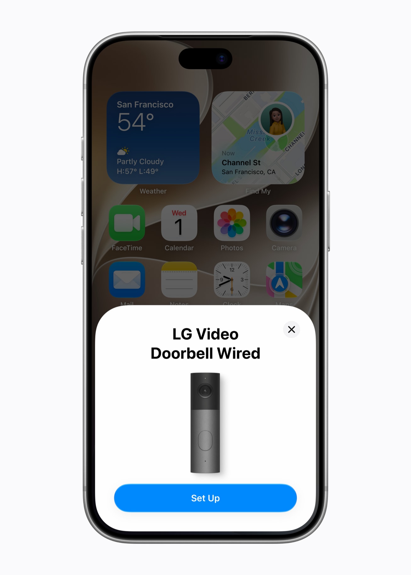 iPhoneを近づけると表示される、Apple Home Collectionのアクセサリの設定画面