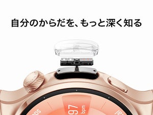 HUAWEI WATCH 6の側面に搭載されたX-TAPセンサーモジュールの構造を示した画像