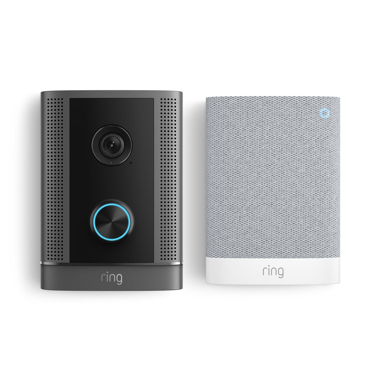 Ring 防犯ドアホン プロのカメラ付きドアホン本体(黒)と屋内チャイム(白)のセット