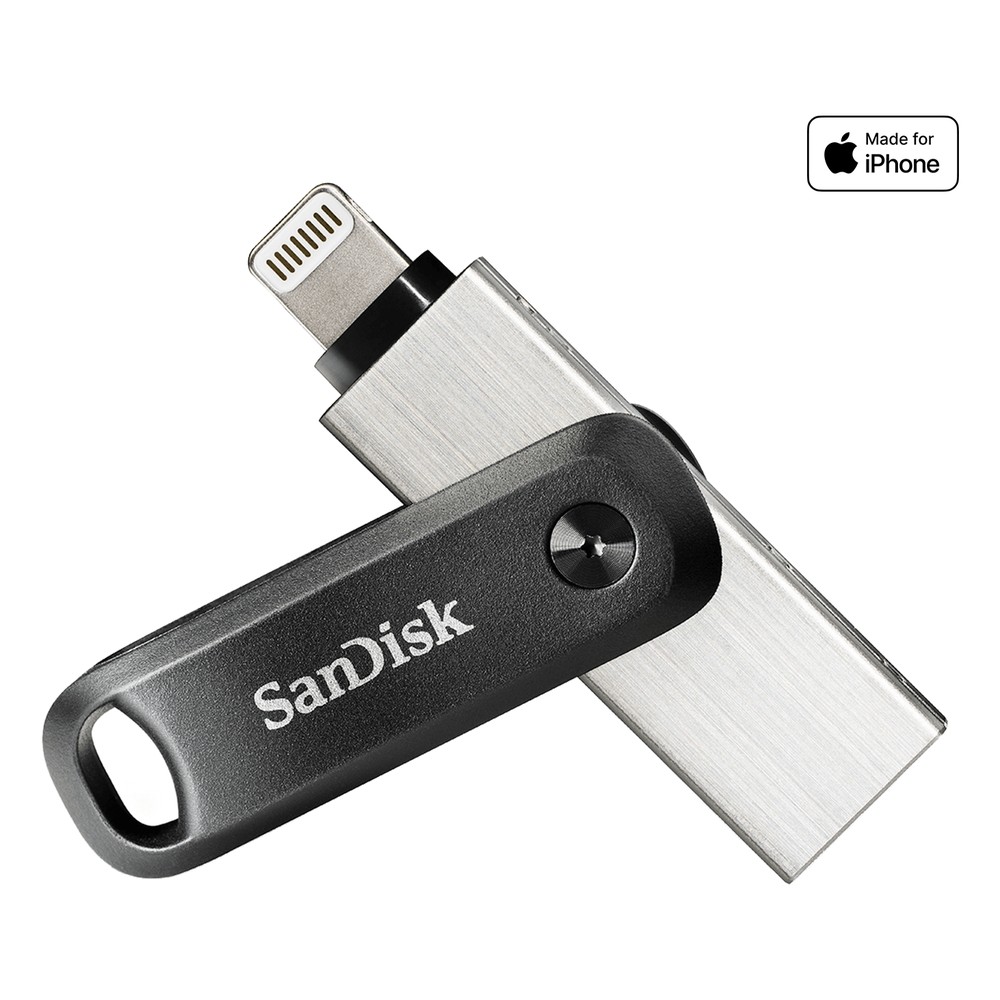 Lightning端子とUSB-A端子を持つSanDisk iXpand Flash Drive Go