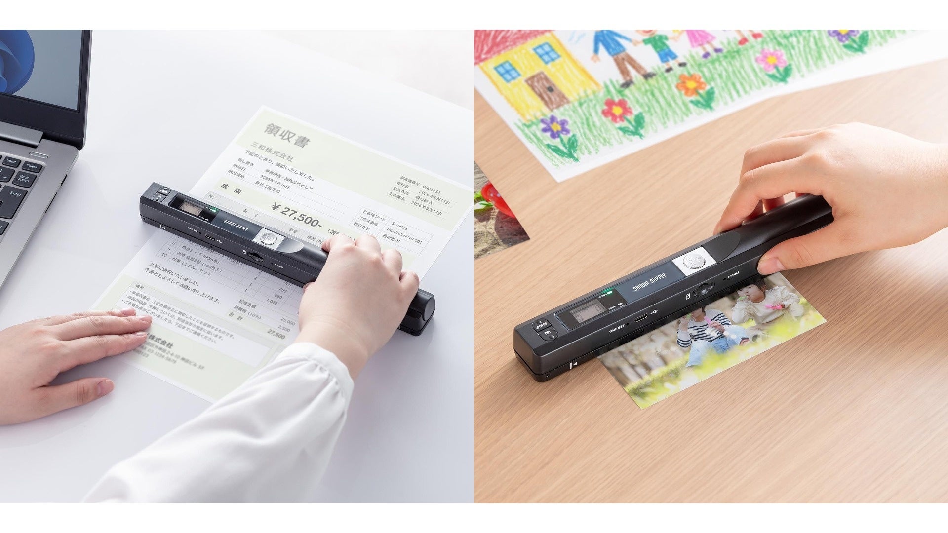 サンワダイレクトがなぞって読み取るハンディスキャナーを発売｜単3電池2本で約140g 最大900dpiでPDFとJPEG保存