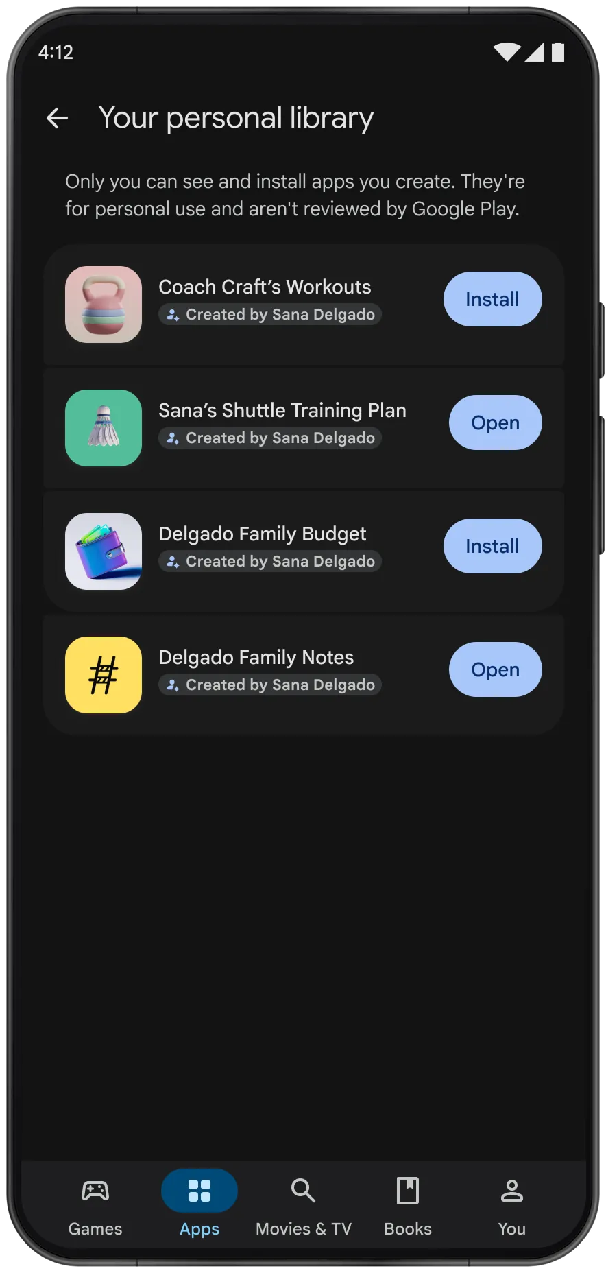 Google AI Studioで作った自分用のアプリをGoogle Playで非公開のまま動かす画面のイメージ